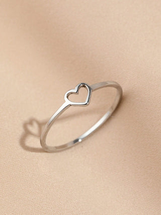 1pc Stainless Steel Fashion Simple Women's Hollow Love Ring Suitable For Women's Daily Decoration Or Gift