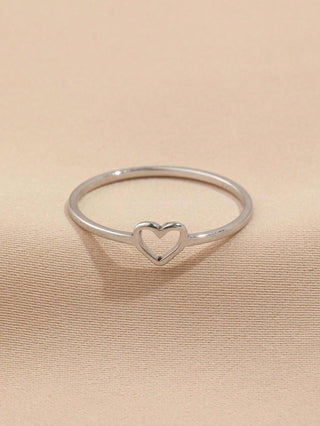 1pc Stainless Steel Fashion Simple Women's Hollow Love Ring Suitable For Women's Daily Decoration Or Gift