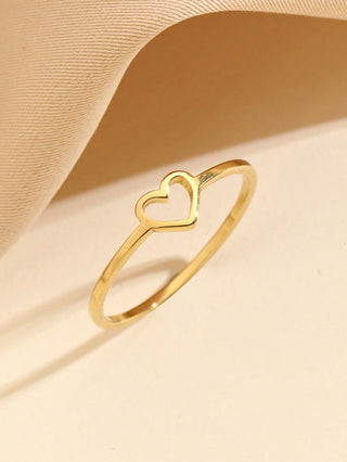 1pc Stainless Steel Fashion Simple Women's Hollow Love Ring Suitable For Women's Daily Decoration Or Gift