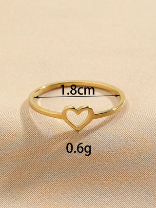 1pc Stainless Steel Fashion Simple Women's Hollow Love Ring Suitable For Women's Daily Decoration Or Gift