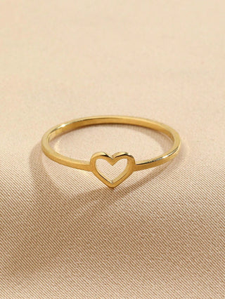 1pc Stainless Steel Fashion Simple Women's Hollow Love Ring Suitable For Women's Daily Decoration Or Gift