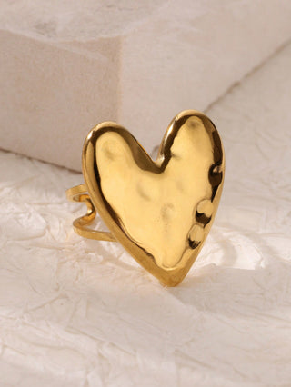 1PC Sweet Texture Heart Open Rings For Women Men Gold Color Stainless Steel Ring Female Wedding Valentine's Day Jewelry Decoration