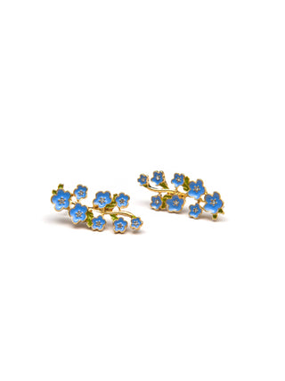 Blue Lily of The Valley Zircon Enamel Earrings