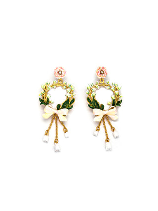 Rose Chlorophytum Wreath Earrings