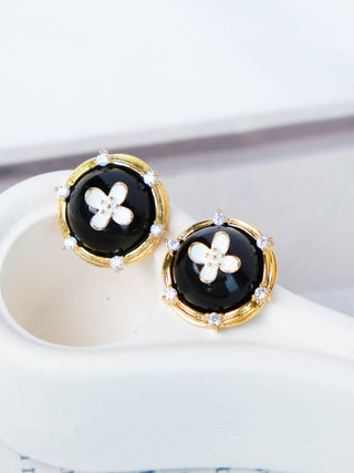 Osmanthus Enamel Zircon Earrings