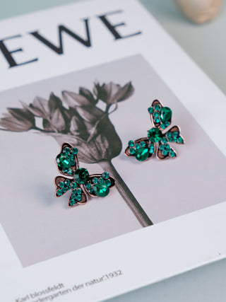 Emerald Crystal Bow Earrings