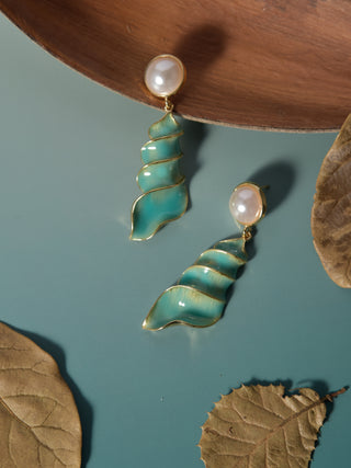 Pearl Spiral Drop Earrings