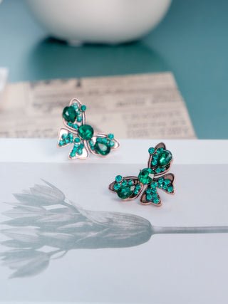 Emerald Crystal Bow Earrings