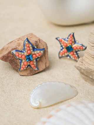 Powder Blue Starfish Earrings