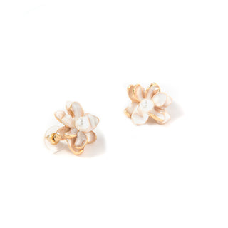 Double Petal Oil Drop Pearl Earrings