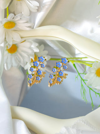 Blue Lily of The Valley Zircon Enamel Earrings