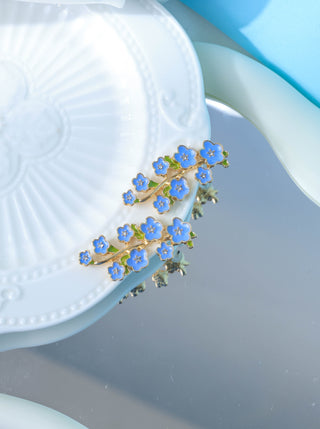 Blue Lily of The Valley Zircon Enamel Earrings