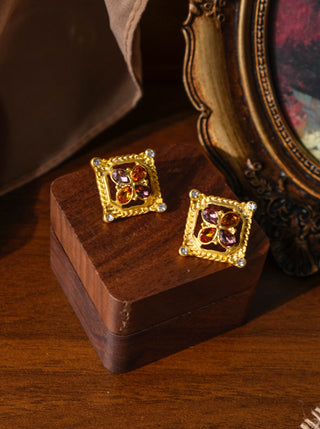 Zirconia Crystal Square Earrings