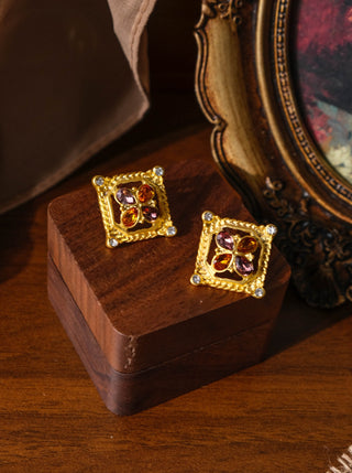 Zirconia Crystal Square Earrings