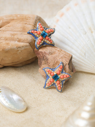 Powder Blue Starfish Earrings