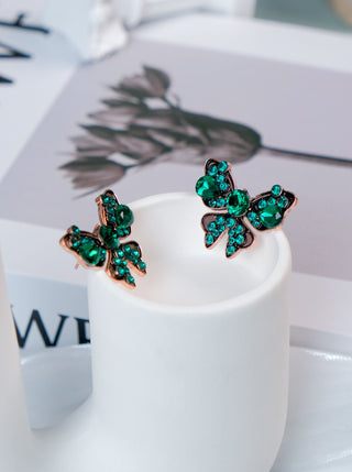 Emerald Crystal Bow Earrings