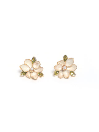 White Cream pearl Flower Earrings