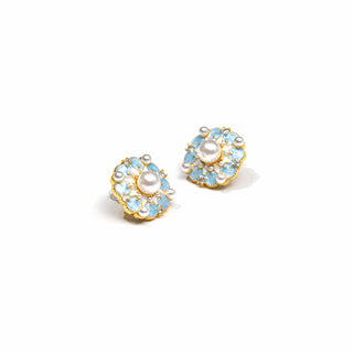 Four-Leaf Flower Enamel Diamond Earrings